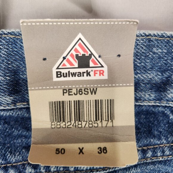 NWT Bulwark FR Denim Bootcut Jeans Men's 50 x 36 Blue Work PEJ6SW Flame Resist - Picture 3 of 6